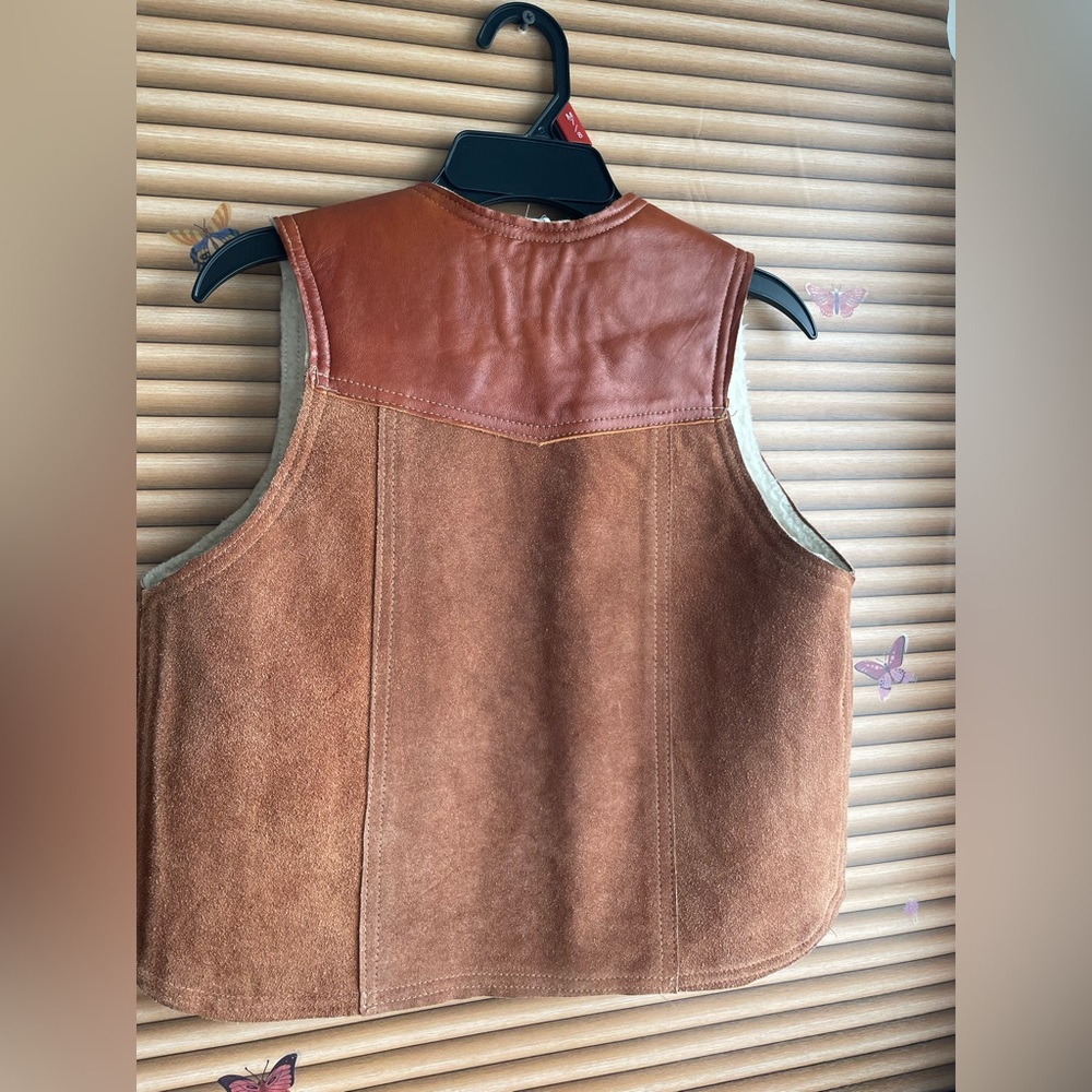 Brown Suede and Leather Vest - Picture 3 of 8